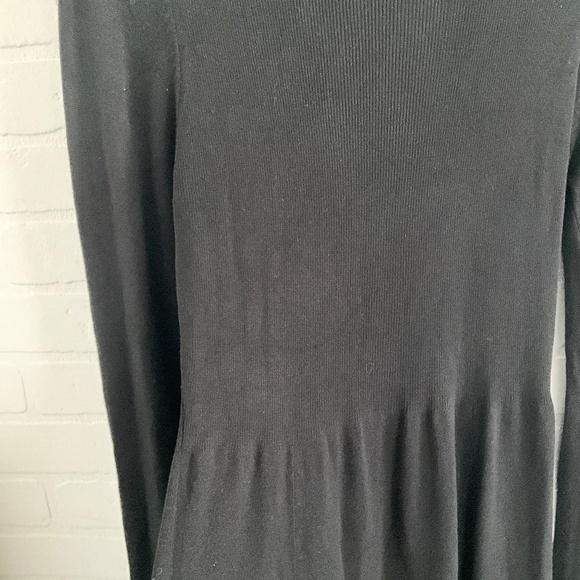 Zara Knit Sweater dress Maxi Black Ribbed Stretch Minimalist Turtleneck Sz L - Picture 11 of 13